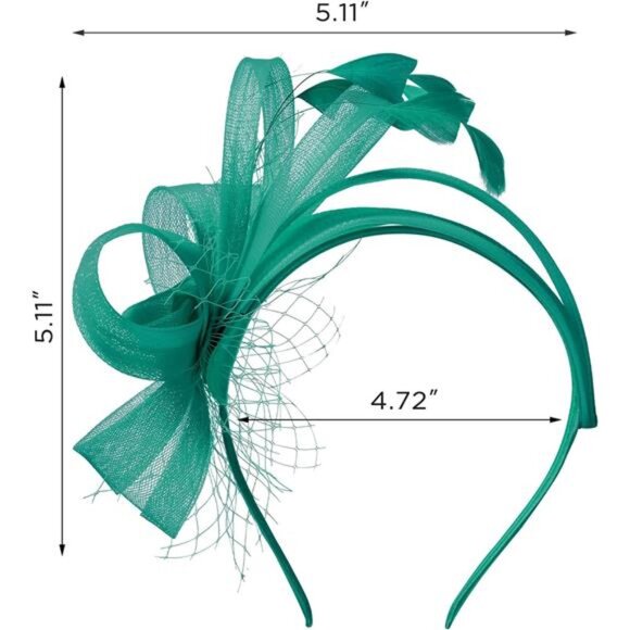 Fascinators Headband with Feather, Green3